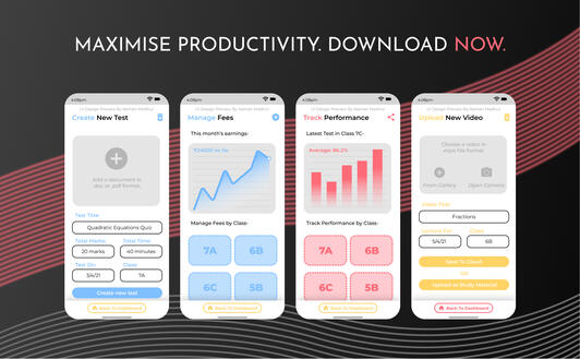 UI Designs for Fee table, charts, upload screens.