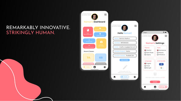 UI Designs for Dashboard, Settings.